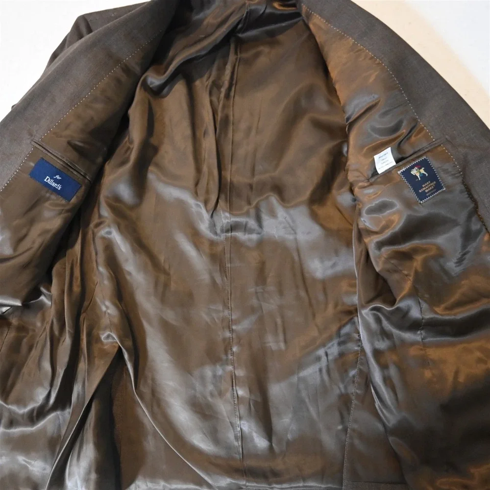 Hart Schaffner Marx 46R‎ Brown Birdseye Wool USA Blazer Suit Jacket Sport Coat
